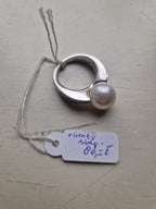 Sterling zilver ring met parel en diamantjes, merk Viventy