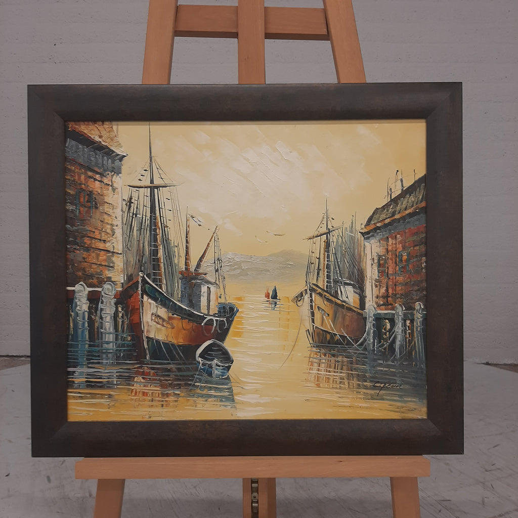 Schilderij havengezicht