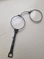 Lorgnet, opvouwbare bril, sterling zilver