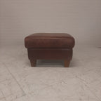 Bruin leren poef / hocker
