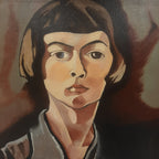 Schilderij zelfportret Charly Toorop nageschilderd