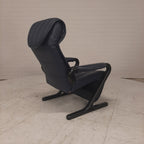 Vintage AP design relaxfauteuil blauw leer