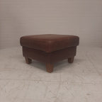 Bruin leren poef / hocker