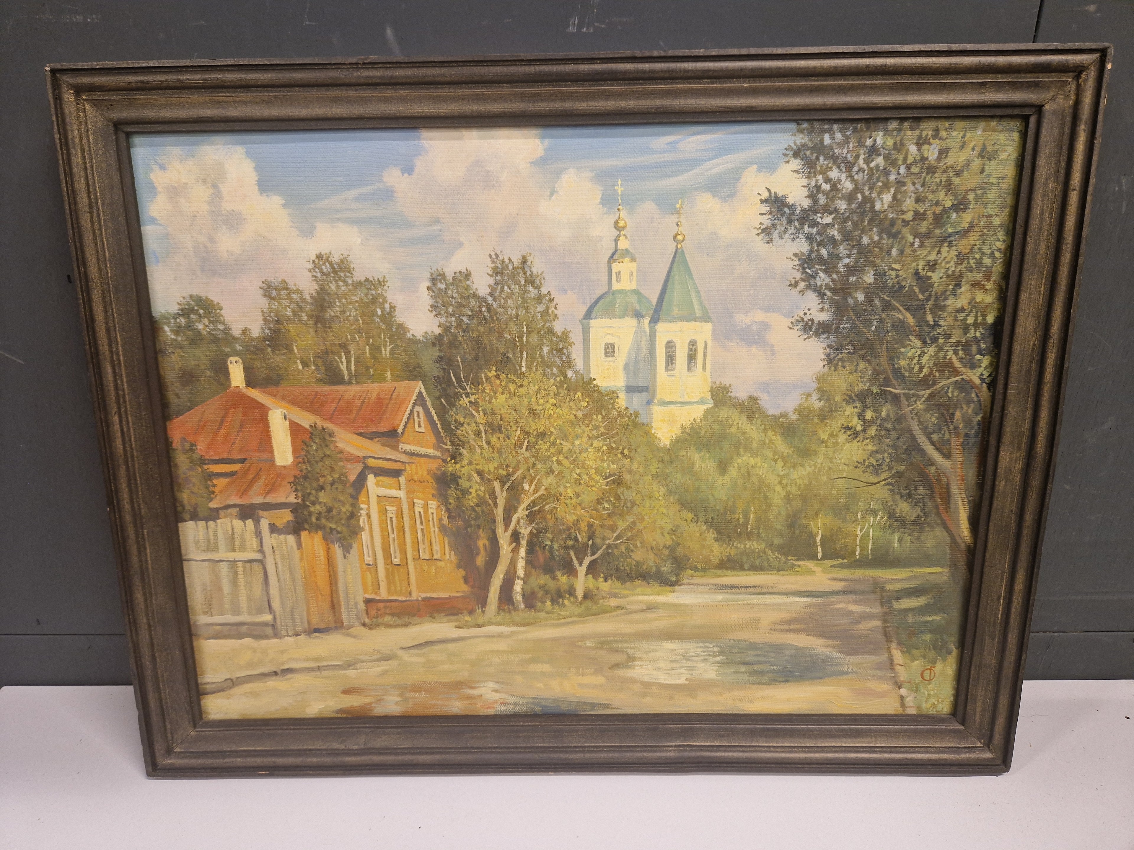 Schilderij, Russisch landschap ws, gesigneerd
