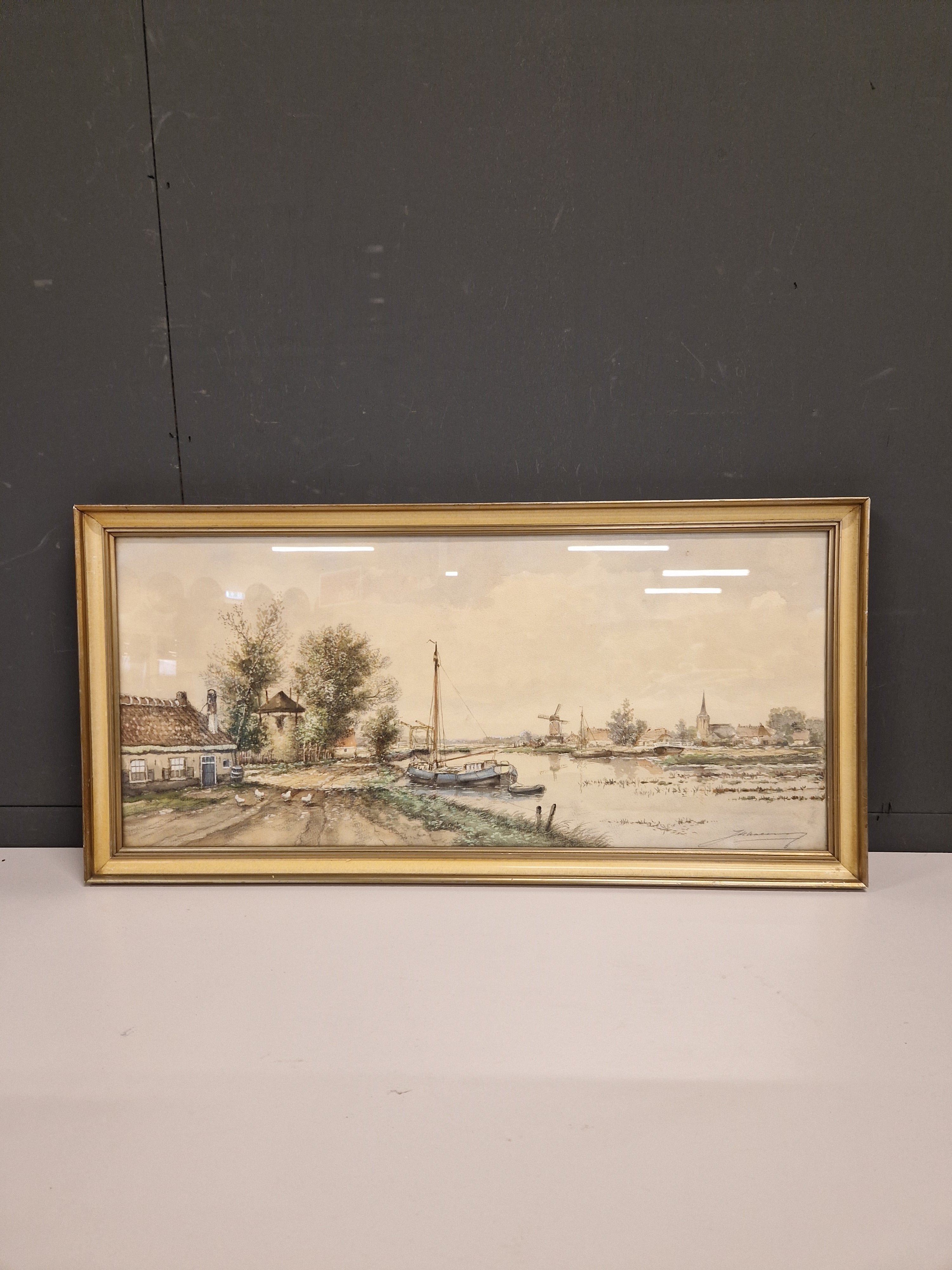 Aquarel Hollands landschap