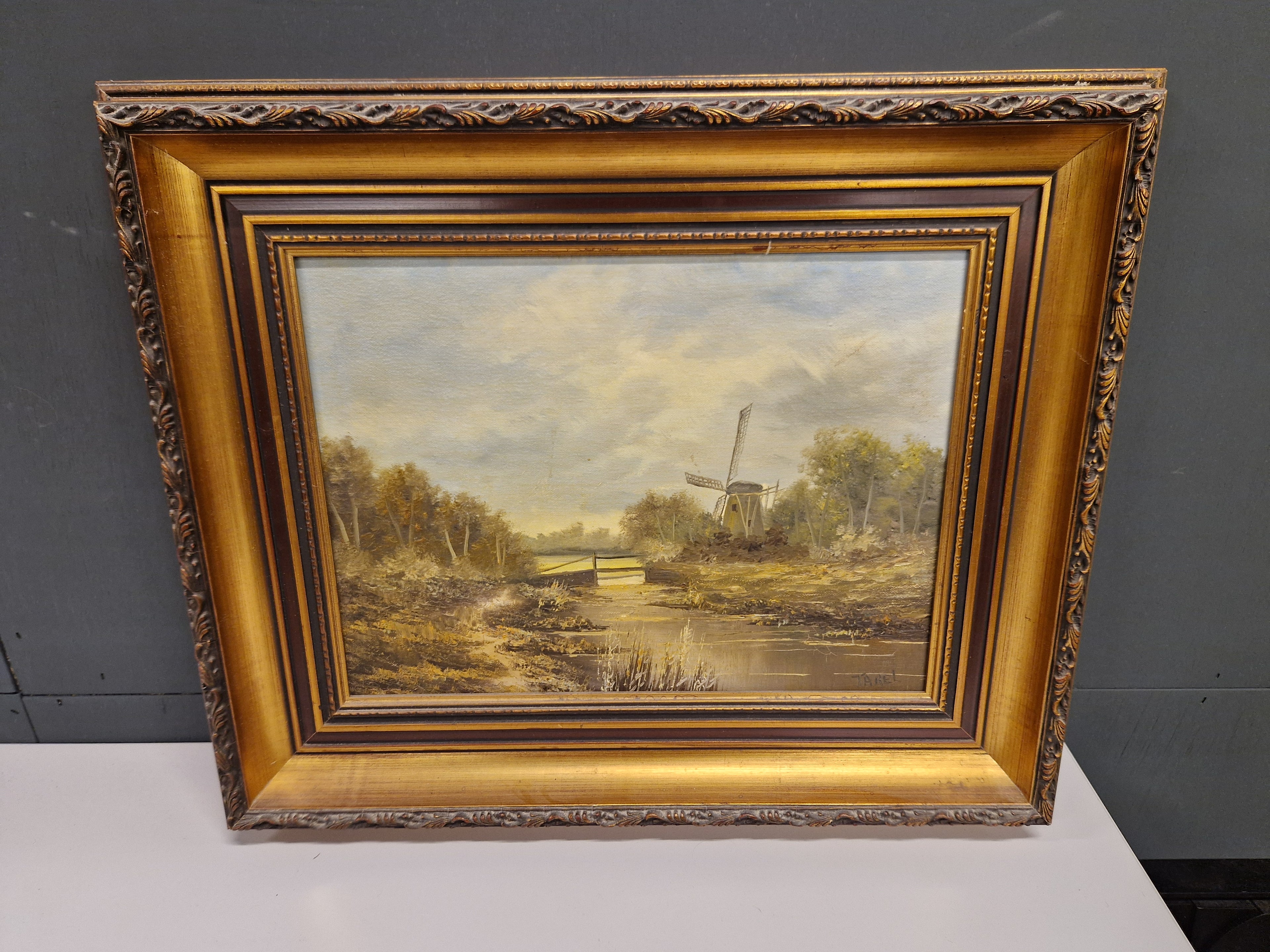 Hollands landschap schilderij,  60x50 cm