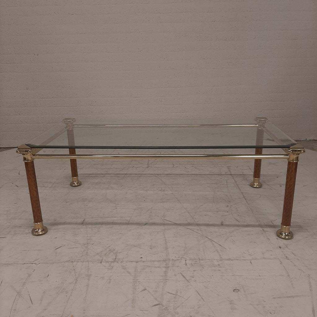 Salontafel messing met glasplaat