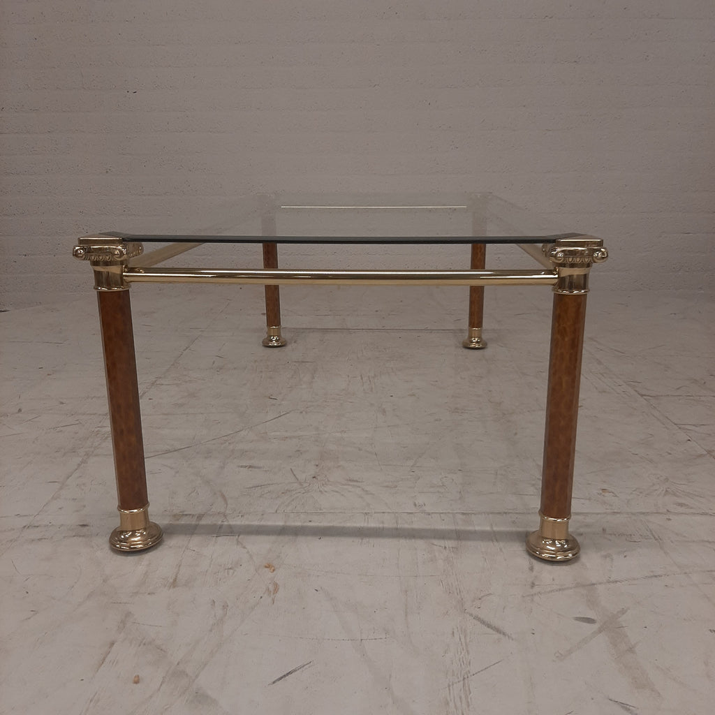 Salontafel messing met glasplaat