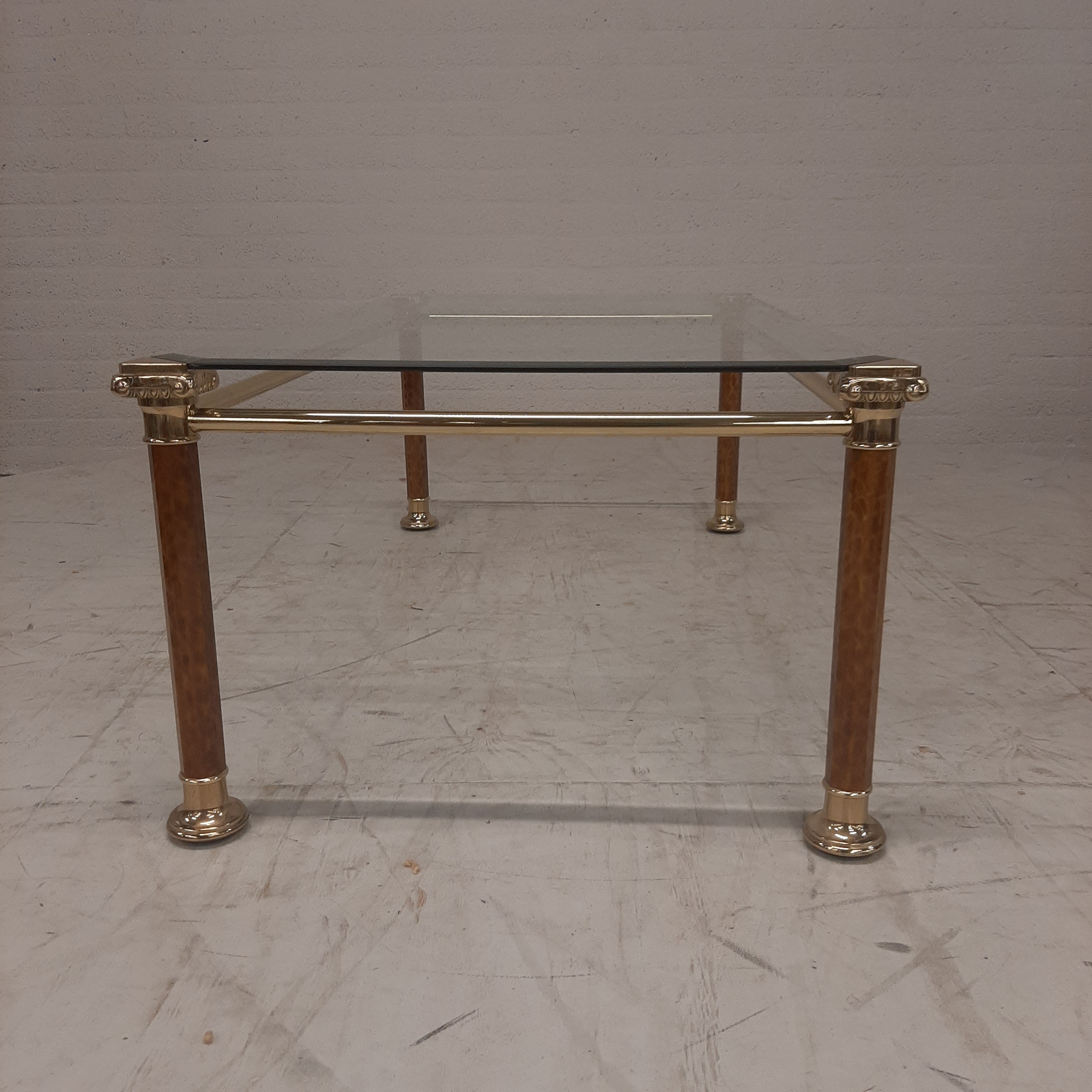 Salontafel messing met glasplaat