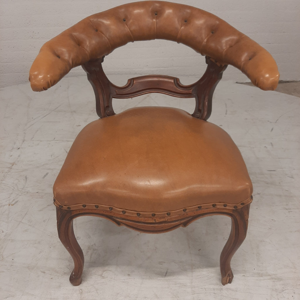 Antiek lederen fauteuil