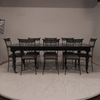 Set eettafel met 8 ijzeren Hobel Nizza stoelen