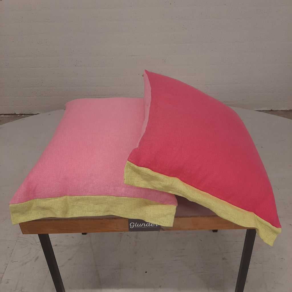 Set van twee roze kussens