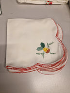 8 kerstservetten, fijn linnen en geborduurd, kerstklok, Duits