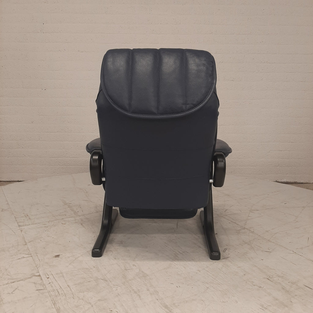 Vintage AP design relaxfauteuil blauw leer