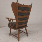 Eiken oorfauteuil met grijze bekleding