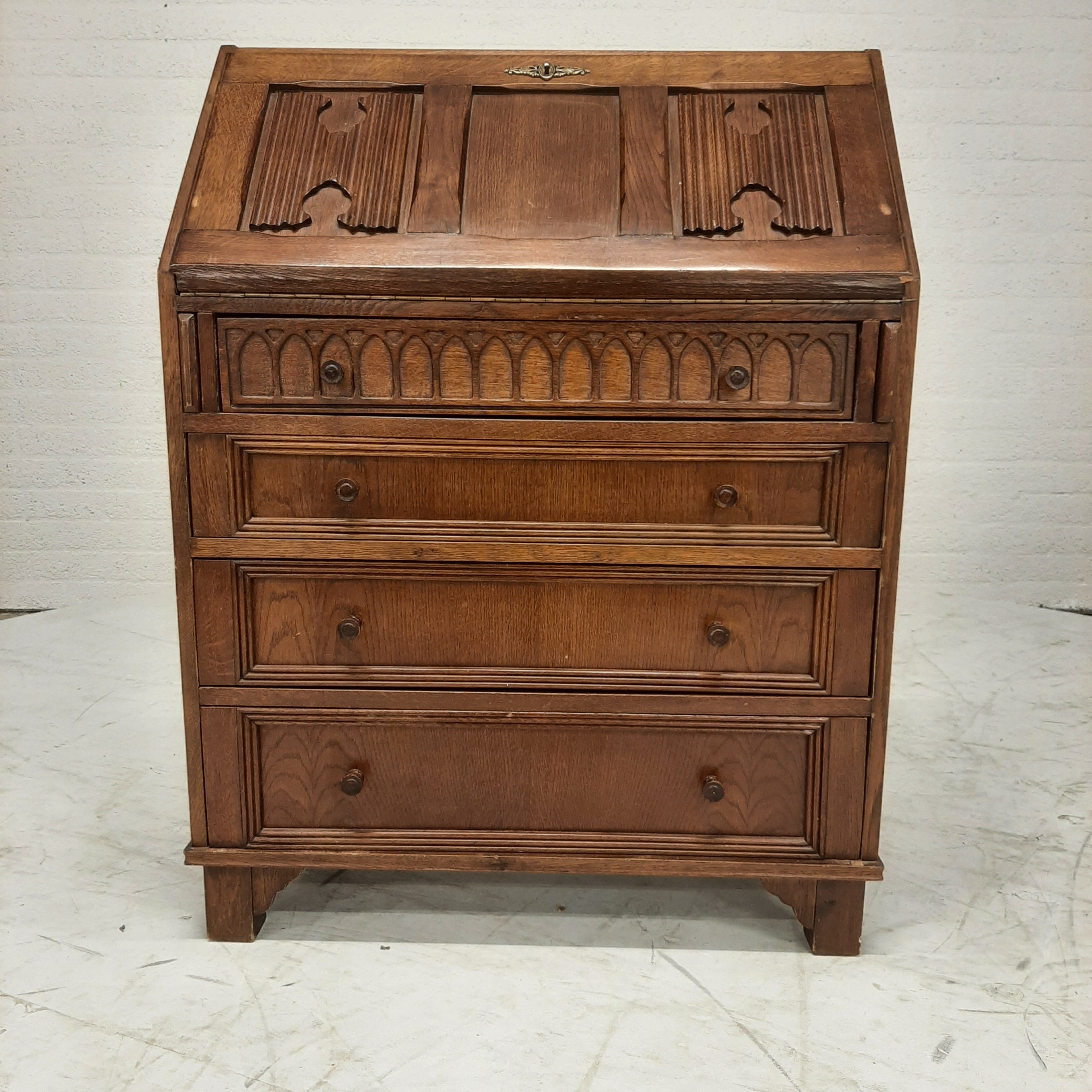 Secretaire 4 lades eikenhout