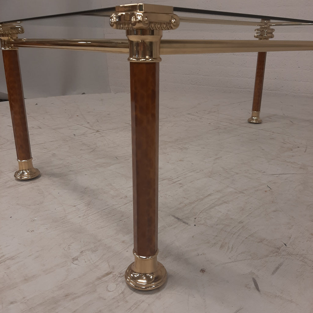 Salontafel messing met glasplaat