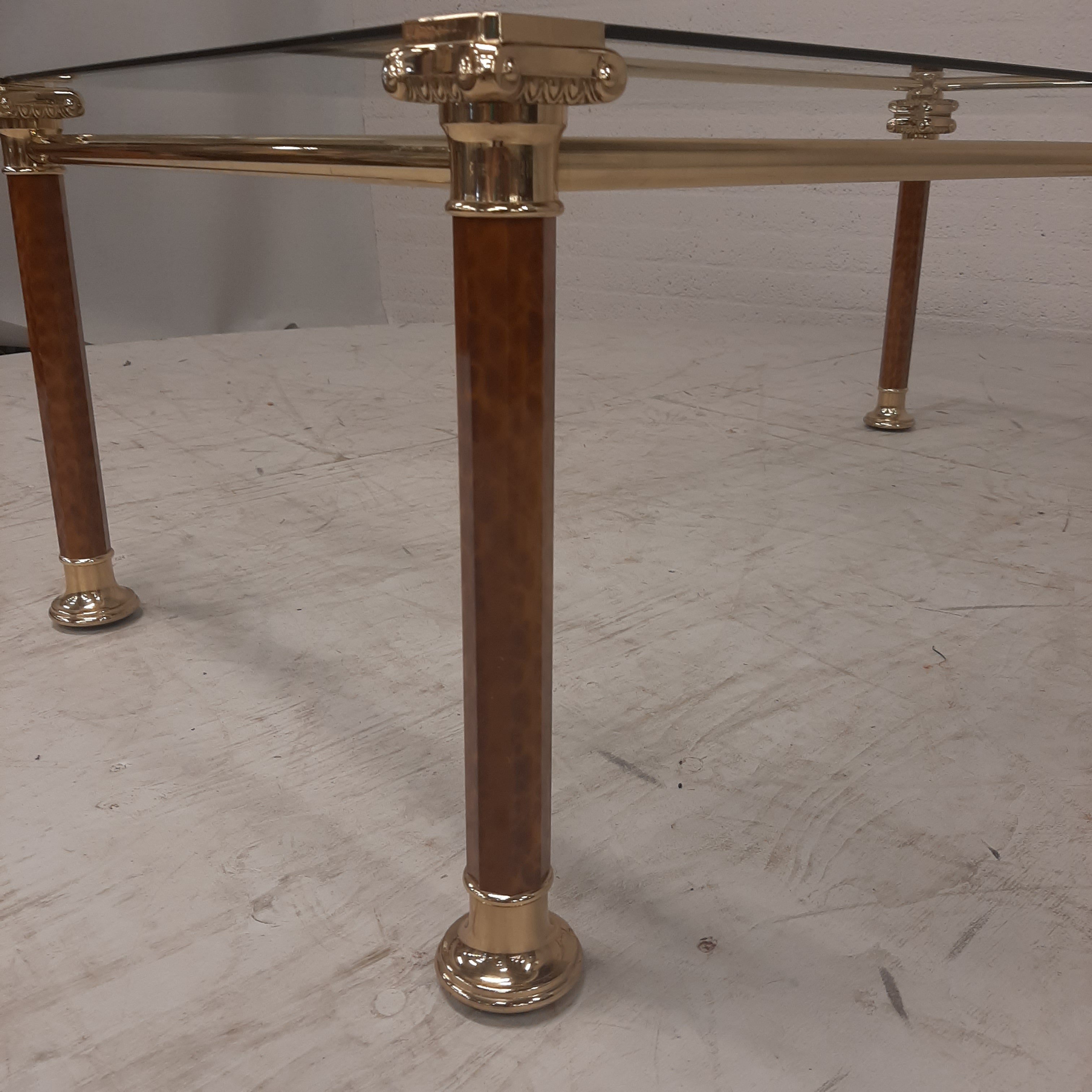 Salontafel messing met glasplaat