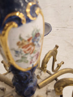 Kroonluchter 6 Armverlichting Keramiek Porselein Keramiek Messing Italiaans Blauw Goud