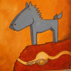 Schilderij stripkunst oranje
