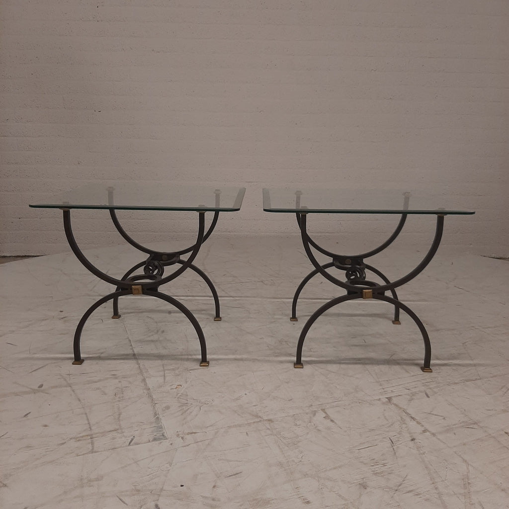 Set bijzetafeltjes glasplaat