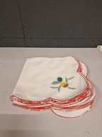 8 kerstservetten, fijn linnen en geborduurd, kerstklok, Duits