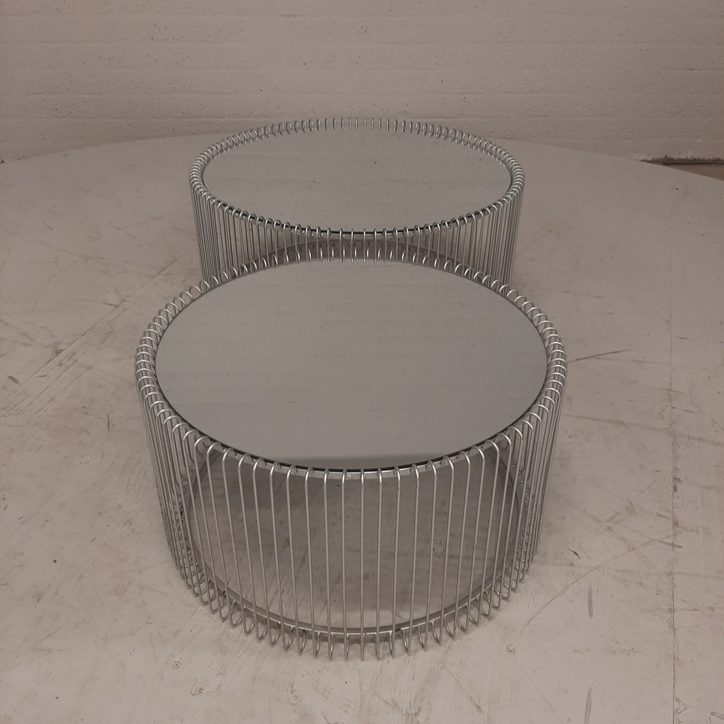 Set salontafel silver wire. Kare design