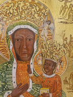 Icoon, 20e eeuws, handbeschilderd, behandeld met bijenwas