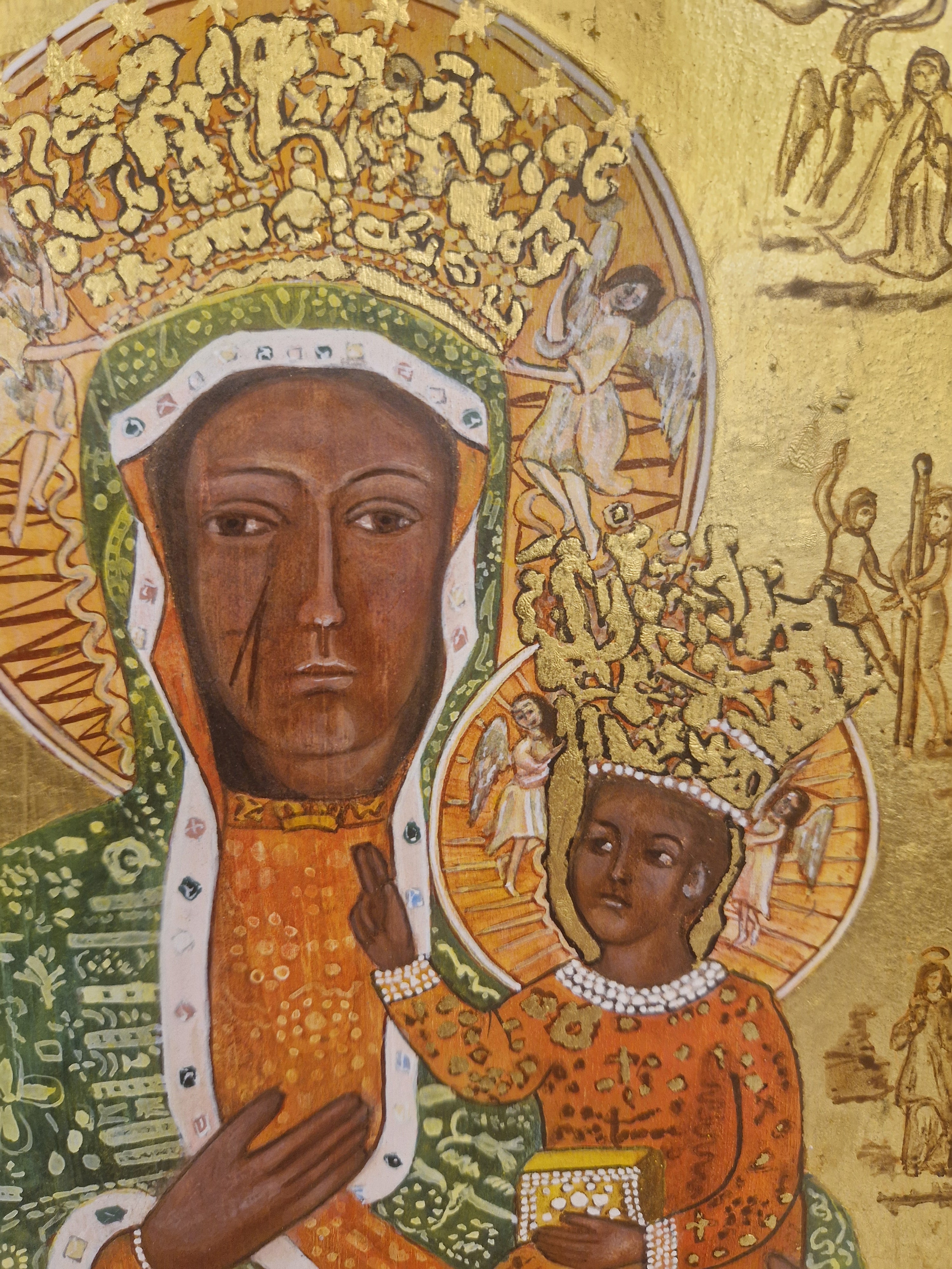 Icoon, 20e eeuws, handbeschilderd, behandeld met bijenwas