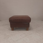 Bruin leren poef / hocker