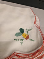 8 kerstservetten, fijn linnen en geborduurd, kerstklok, Duits