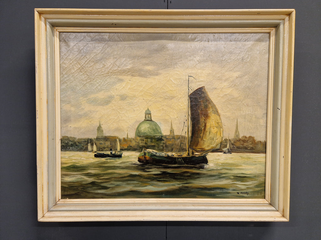 Schilderij Amsterdam , olieverf en gesigneerd