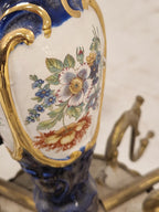 Kroonluchter 6 Armverlichting Keramiek Porselein Keramiek Messing Italiaans Blauw Goud