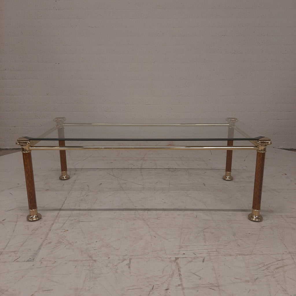 Salontafel messing met glasplaat