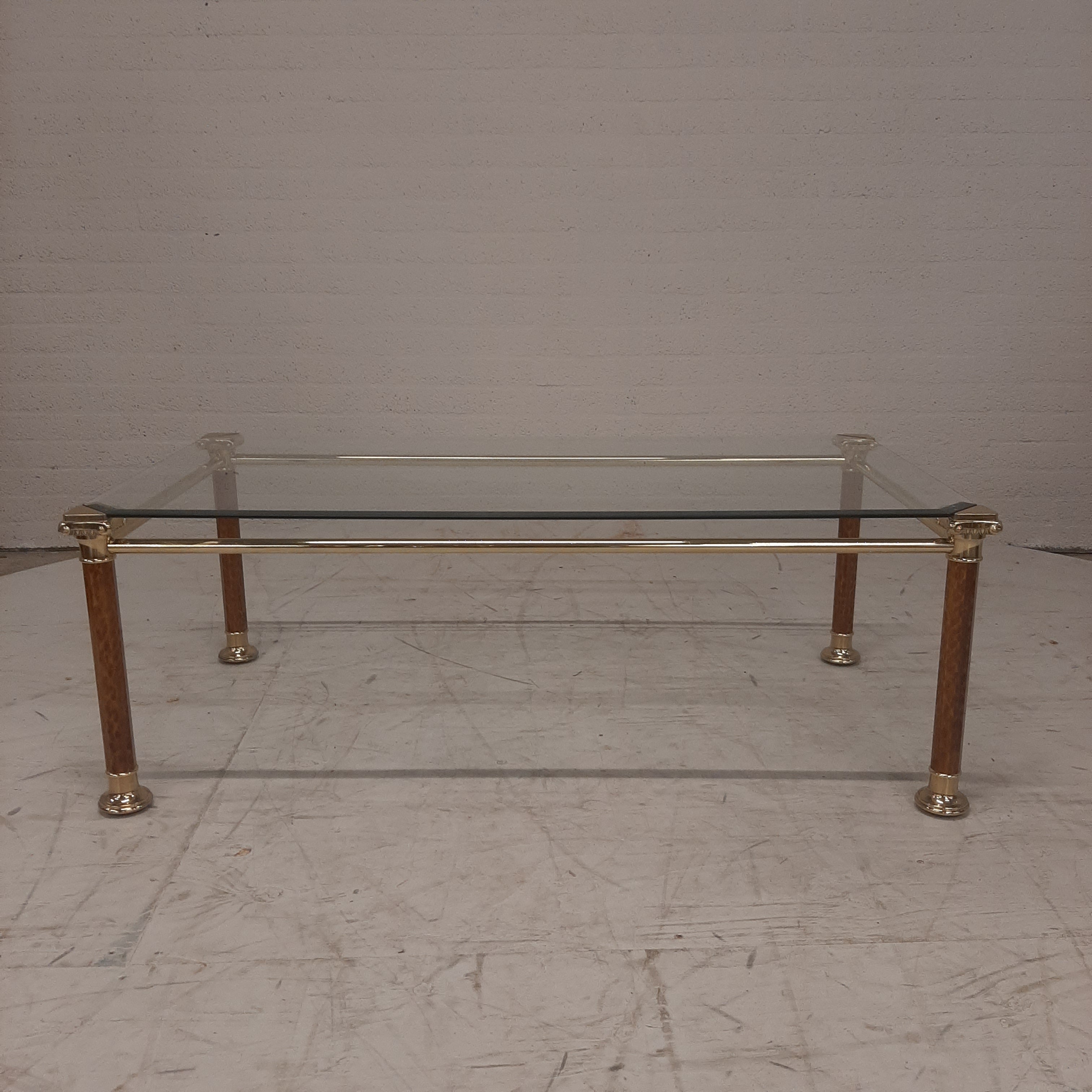 Salontafel messing met glasplaat