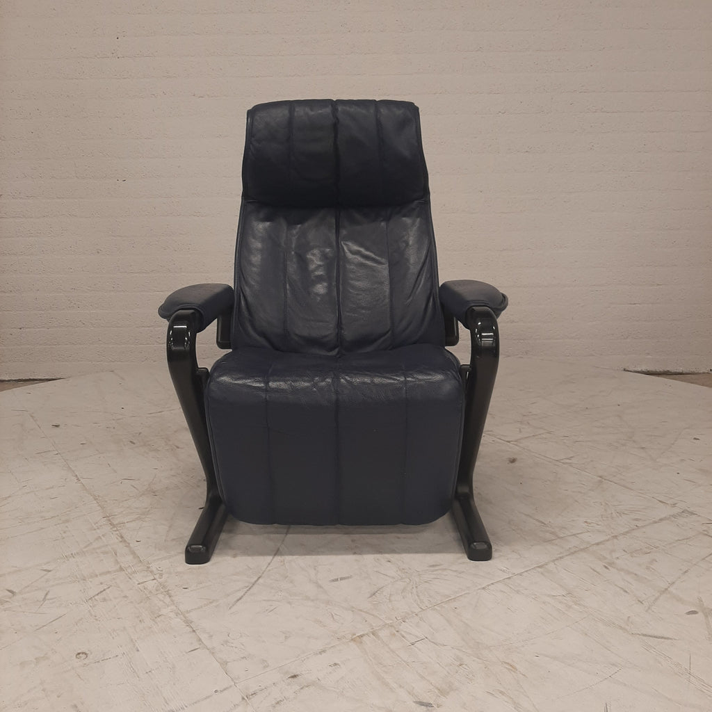 Vintage AP design relaxfauteuil blauw leer