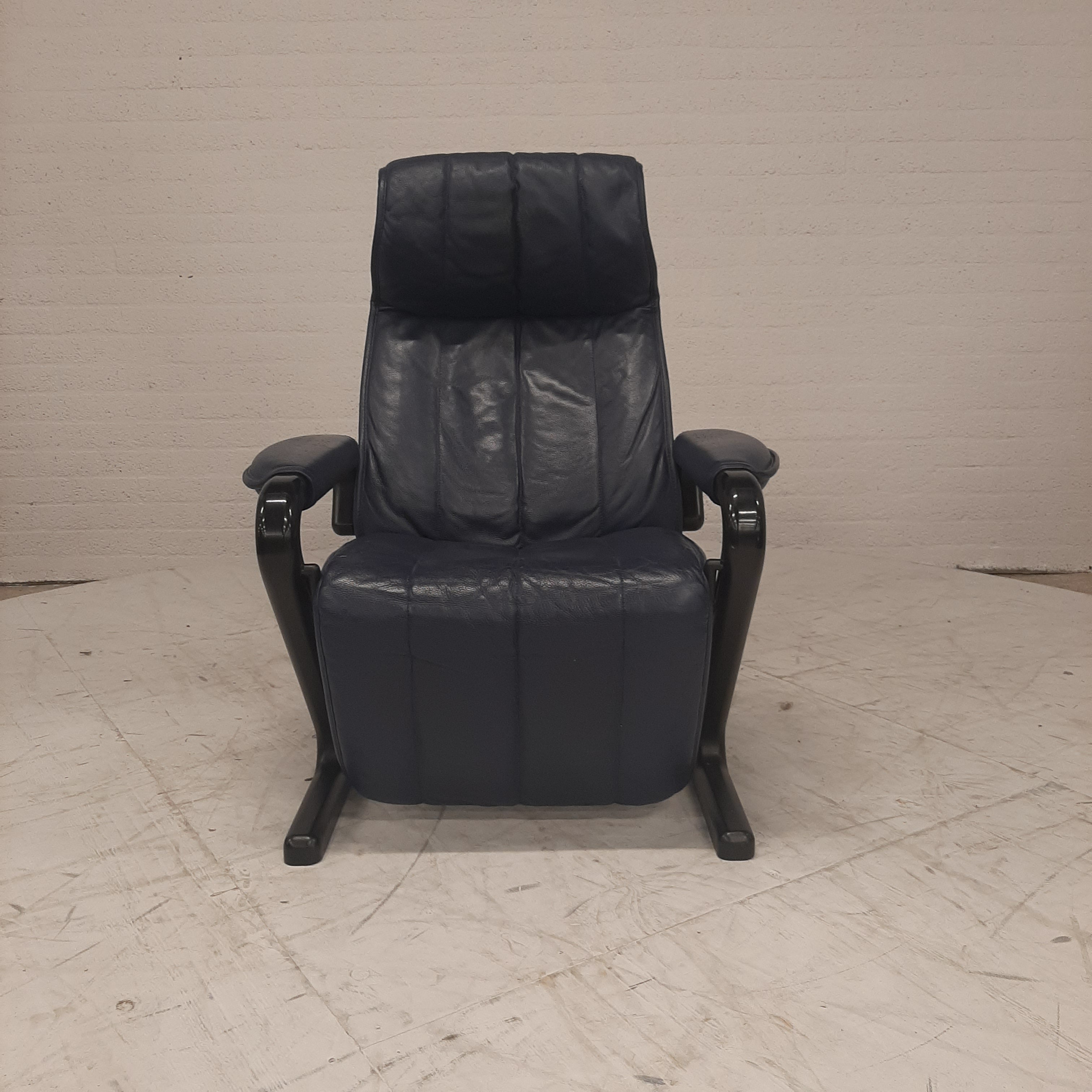 Vintage AP design relaxfauteuil blauw leer