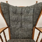 Eiken oorfauteuil met grijze bekleding