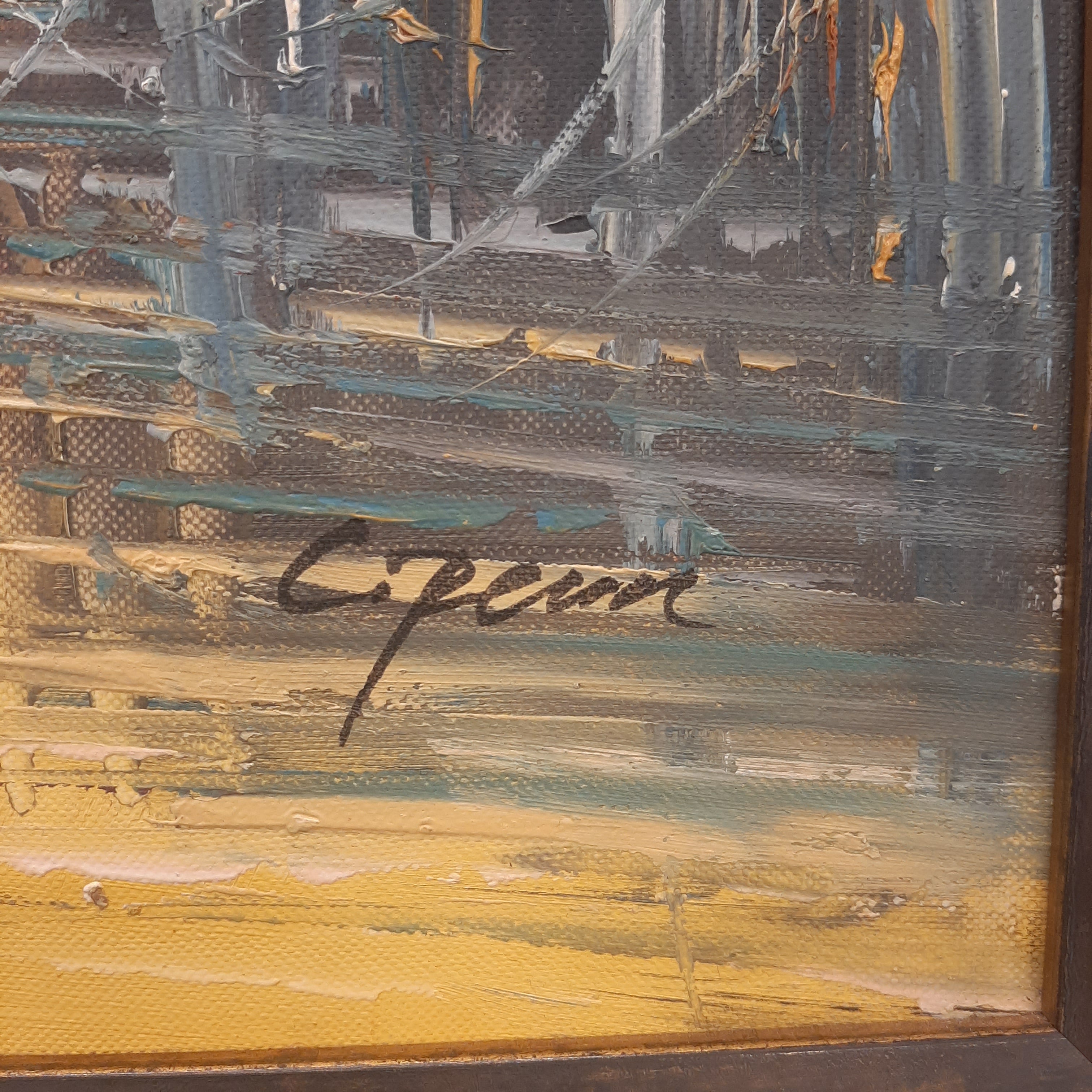 Schilderij havengezicht