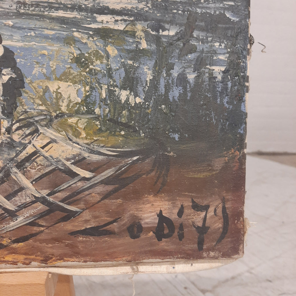 Afrikaans schilderij op meelzak
