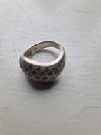 Sterling zilveren  ring, .925 zilver, patroon van slangenleer
