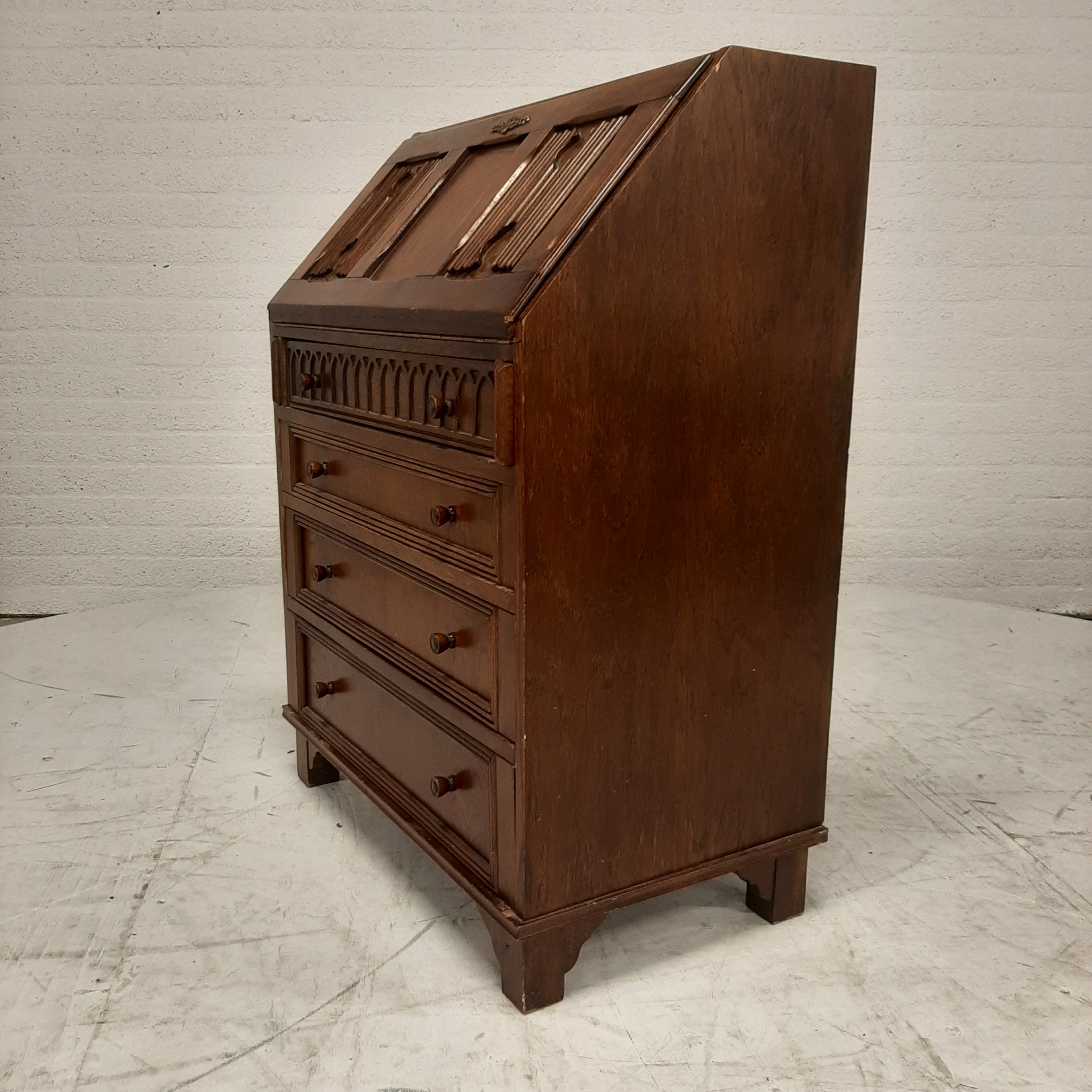 Secretaire 4 lades eikenhout