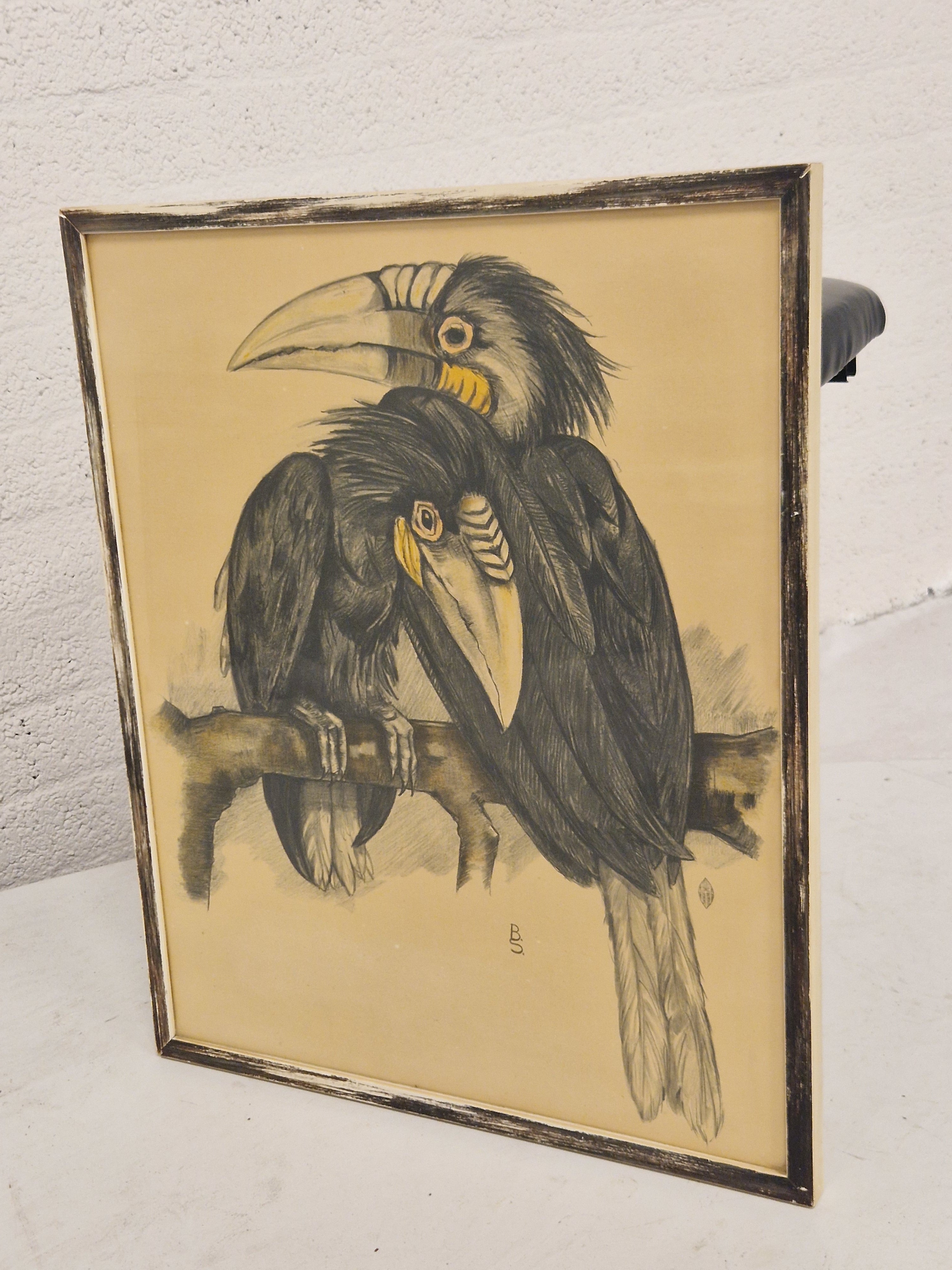 Litho van vogelpaar