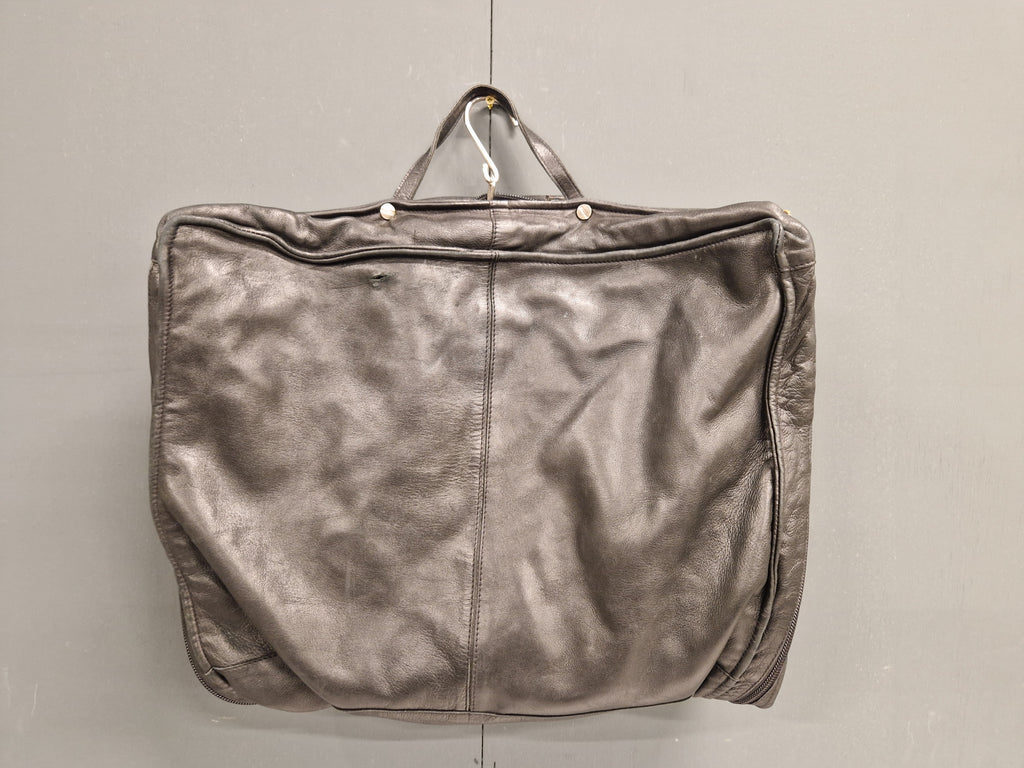 Real Luxury Soft Leather Suit Dress Garment Carrier Bag Black