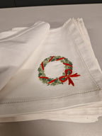 Kerstservetten, geborduurd, 23x, 40x40 cm