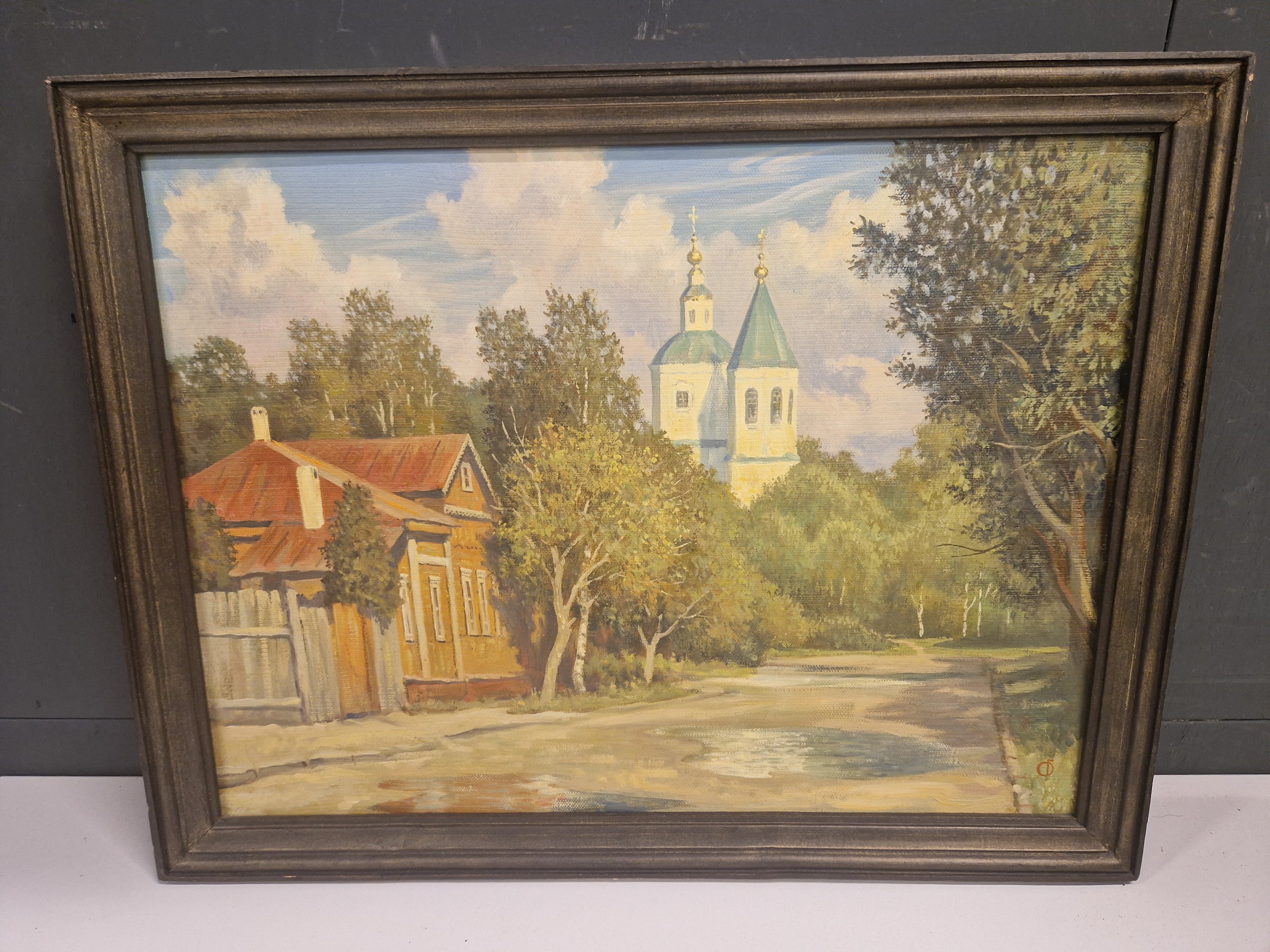 Schilderij, Russisch landschap ws, gesigneerd