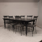 Set eettafel met 8 ijzeren Hobel Nizza stoelen