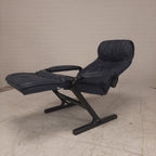 Vintage AP design relaxfauteuil blauw leer