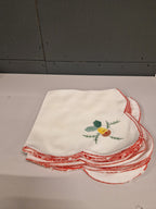 8 kerstservetten, fijn linnen en geborduurd, kerstklok, Duits