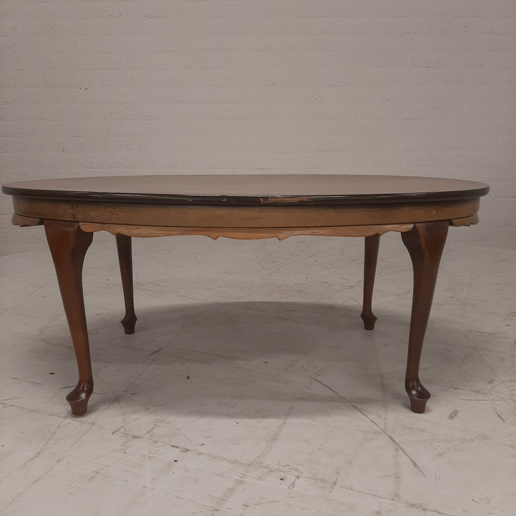 Ovale salontafel Queen Ann blad fineer ingelegd